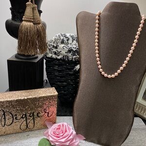 NWT 22” Long Faux Pink Pearl Strand Necklace!
